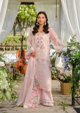 3 Piece Unstitched Heavy Embroidered Chickan Kari Lawn Suit ( Four-sided Embroidered Cotton Net Dupatta )