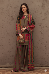 3 Piece - Unstitched Digital Printed Khaddar Fabric CH-78