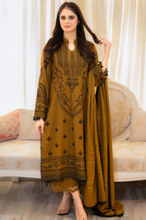 3 Piece - Unstitched Fully Embroidered Dhanak Fabric MB-100