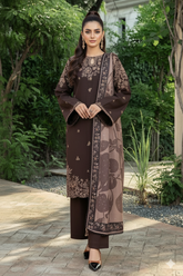 3 Piece - Unstitched Fully Embroidered Dhanak Fabric BQ-140