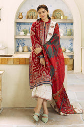 3 Piece - Unstitched Fully Embroided Lawn Fabric ZS-55