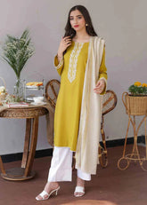 3 Piece - Unstitched Embroidered Dhanak Fabric AS-30
