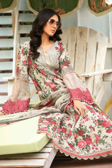 3 Pcs Digital Printed Lawn Shirt Trouser and Dupatta with Embroidered Patches