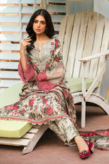 3 Pcs Digital Printed Lawn Shirt Trouser and Dupatta with Embroidered Patches