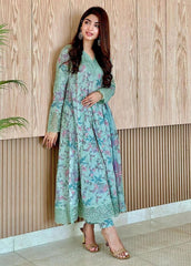 3 Pcs Digital Printed Lawn Shirt Trouser and Dupatta with Embroidered Patches