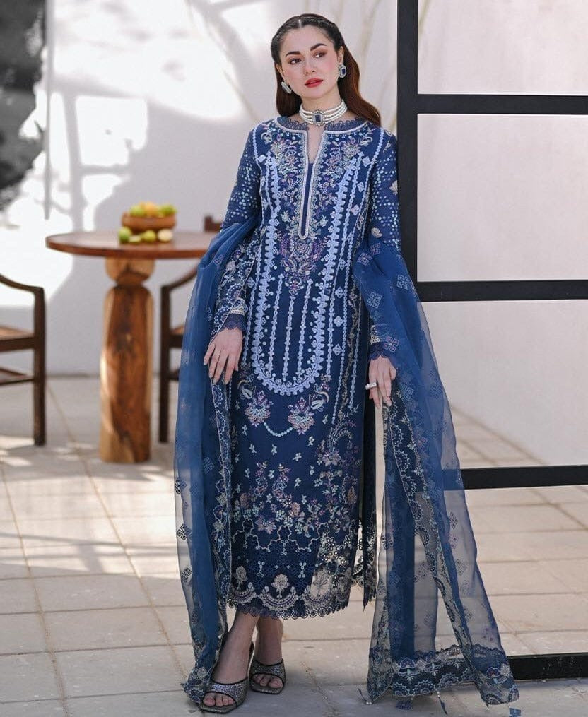 3 Piece Embroidered Lawn Shirt with Embroidered Organza Dupatta SP-2545