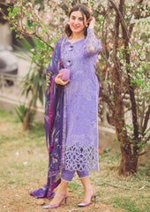 MS 04-Lawn 3 Piece Unstitched Heavy Embroidered Suit With Printed Silk Dupatta