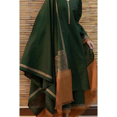 3 Piece - Unstitched Dhanak Fabric With Wool Shawl BR-1075
