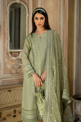 3 Piece - Unstitched Embroided Lawn Suit (Embroided Organza Dupatta) SN-60