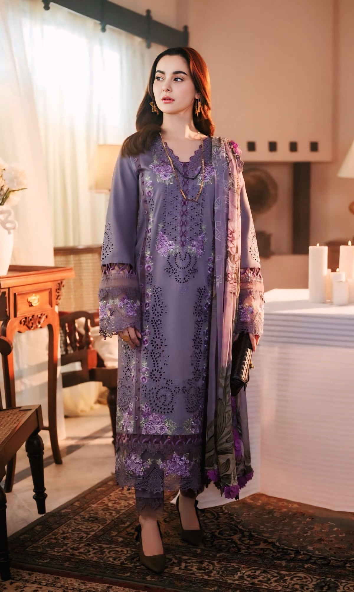 3 Piece - Unstitched Fully Embroidered Lawn Fabric JD-2680