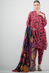 BQ 108-Lawn Stuff 3 Piece Digital Printed Stemped Article With Monar Dupatta