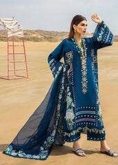 CM 30-3 Piece Unstitched Heavy Embroidered Lawn Suit With Four Sided Embroidered Organza Dupatta