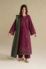 3 Piece Unstitched Heavy Embroidered Lawn Suit ( Four-sided Embroidered Lawn Dupatta ) IZ-2705