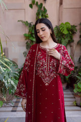 3 Piece Unstitched Heavy Embroidered Lawn Suit ( Full Embroidered Chiffon Dupatta ) BT-2700