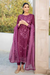 3 Piece Unstitched Heavy Embroidered Lawn Suit With Full Embroidered Organza Dupatta CS-84