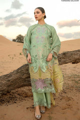 3 Piece Unstitched Heavy Embroidered Lawn Suit With Full Embroidered Chicken kari Organza Dupatta RR-816