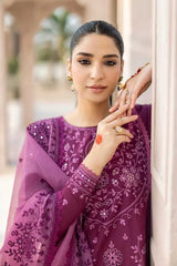 3 Piece Unstitched Heavy Embroidered Lawn Suit With Full Embroidered Organza Dupatta CS-84