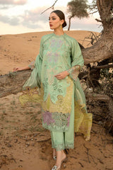 3 Piece Unstitched Heavy Embroidered Lawn Suit With Full Embroidered Chicken kari Organza Dupatta RR-816