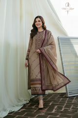 3 Piece - Unstitched Fully Embroidered Dhanak Fabric FL-895
