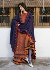 3 Piece - Unstitched Fully Embroidered Dhanak Fabric MB-610