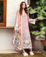 MS 2855-3 Piece - Unstitched Embroidered Lawn Fabric ( Silk Printed Dupatta)