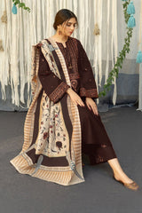 3 Piece - Unstitched Fully Embroidered Dhanak Fabric BR-845B