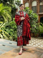 3 Piece - Unstitched Digital Printed and Embroidered Khaddar Fabric With Embroidered Laces  MB-437