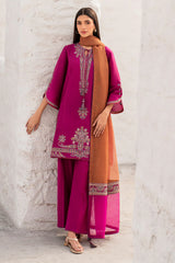 3 Piece - Unstitched Embroidered Lawn Fabric With Embroidered Chiffon Dupatta JZ-2830