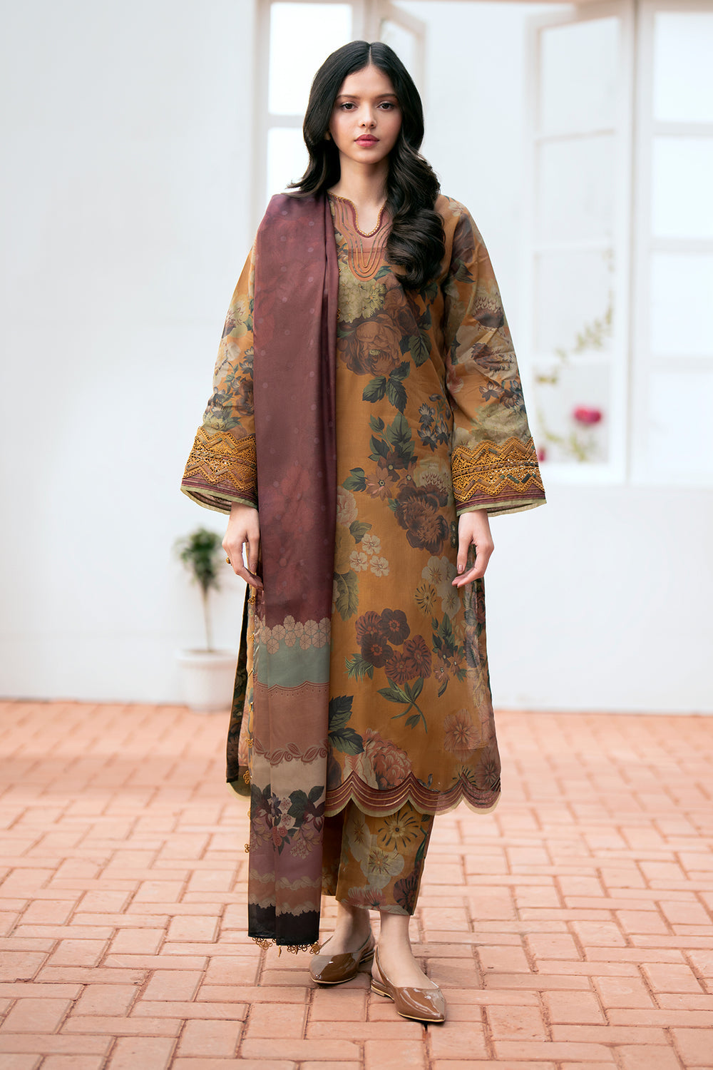 3 Piece - Unstitched Digital Printed Khaddar Fabric BQ-01