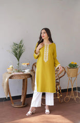 3 Piece - Unstitched Embroidered Dhanak Fabric AS-30
