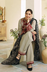 ZS-57L 3 Piece Unstitched Heavy Embroidered Lawn Suit With Fine Printed Dupatta