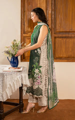 3 Piece - Unstitched Digital Printed Lawn Fabric With Lawn Dupatta