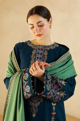 3 Piece - Unstitched Fully Embroided Lawn  Fabric With Embroided Lawn Dupatta BR-840