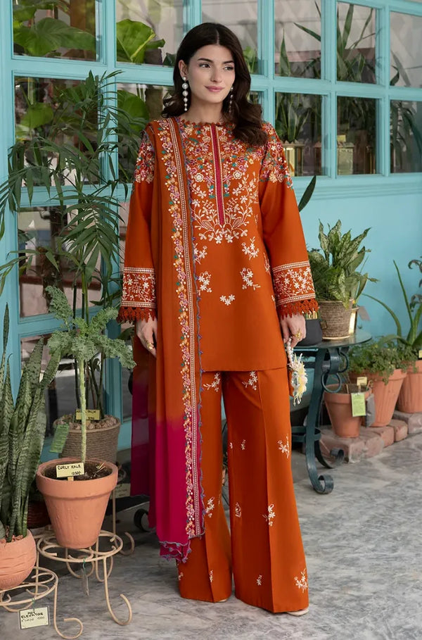 BT 3125-Dhanak Fabric 3 Piece Unstitched (Dhanak Embroidered Shawl)