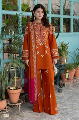 BT 3125-Dhanak Fabric 3 Piece Unstitched (Dhanak Embroidered Shawl)