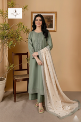 3 Piece - Unstitched Fully Embroidered Dhanak Fabric RP-600