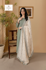 3 Piece - Unstitched Fully Embroidered Dhanak Fabric RP-600