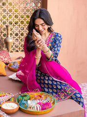 3 Piece - Unstitched Digital Printed Lawn Shirt Trouser and Dupatta With Embroidered Laces