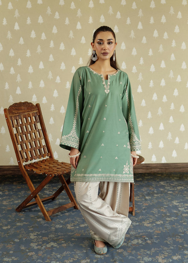 MB 54-Dhanak 2 Piece Unstitched Heavy Embroidered Suit