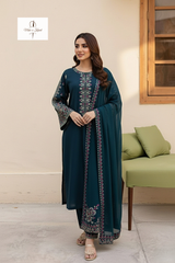 3 Piece - Unstitched Fully Embroidered Dhanak Fabric LM-585
