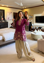 MB 55-Dhanak 2 Piece Unstitched Heavy Embroidered Suit