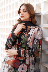 3 Piece - Unstitched Digital Printed Khaddar Fabric BQ-35