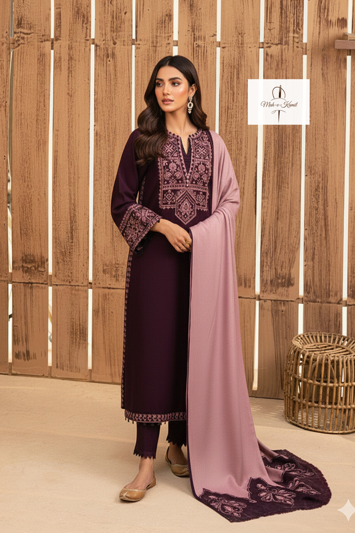 3 Piece - Unstitched Embroidered Dhanak Fabric RP-605