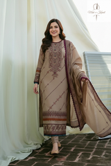 3 Piece - Unstitched Fully Embroidered Dhanak Fabric FL-895