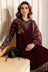3 Piece - Unstitched Fully Embroided Velvet Fabric BQ1010