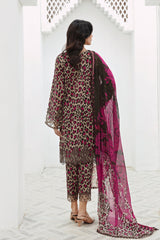3 Piece - Unstitched Digital Printed Lawn Fabric With Embroided Laces CR-78
