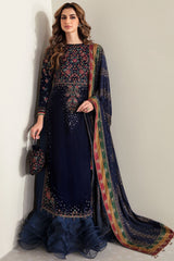 3 Piece - Unstitched Embroidered Velvet Fabric JZ-990
