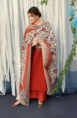 3 Piece - Unstitched Embroidered Dhanak Fabric With Wool Shawl BR-845
