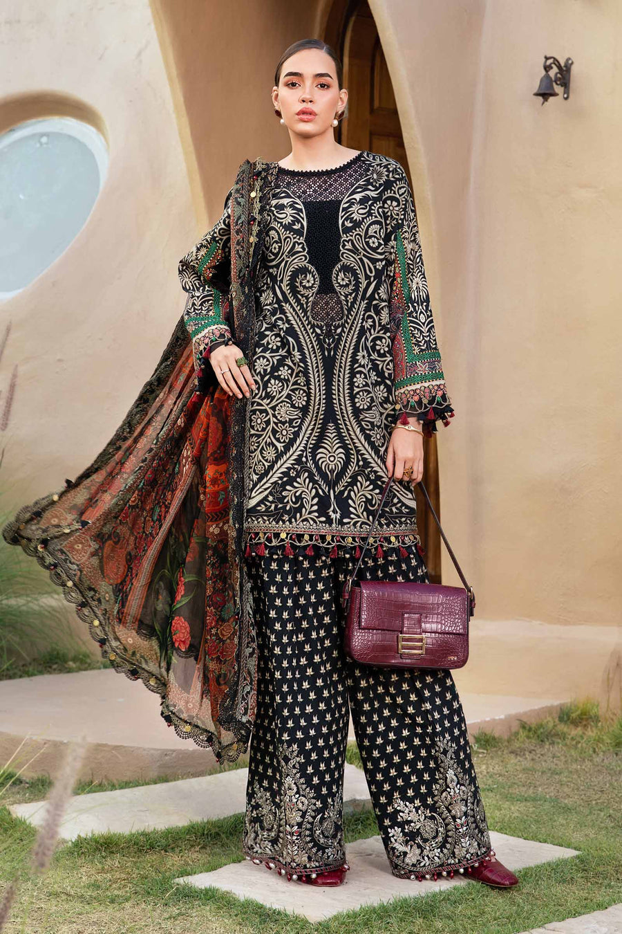 3 Piece - Unstitched Digital Printed Lawn Fabric MB-478