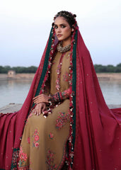 HR 2945-3 Piece Unstitched Heavy Embroidered Dhanak Suit ( Dhanak Embroidered Shawl )